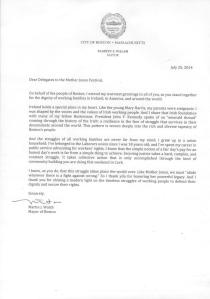 Letter from the Mayor of Boston